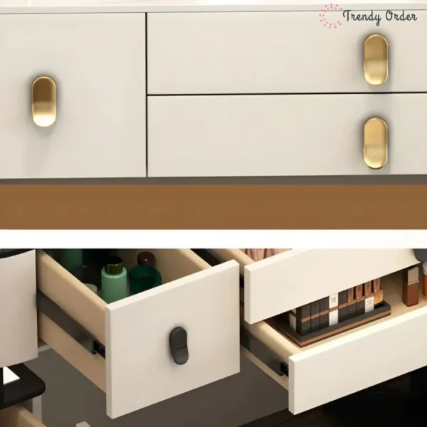 Modern LED Vanity Set with Storage Cabinet and Shell Chair Modern LED Vanity Set with Storage Cabinet and Shell Chair