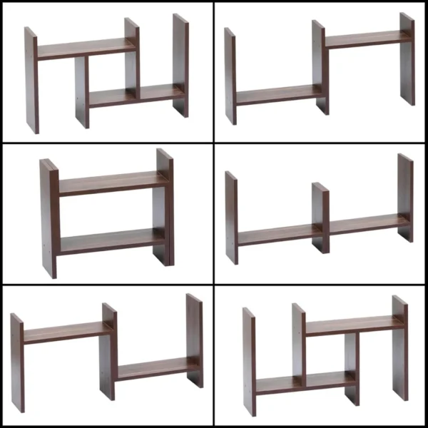 Wooden Adjustable Bookshelf Space-Saving Rack