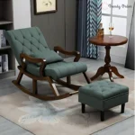 Premium Wooden Rocking Chair with Footstool