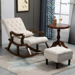 Premium Wooden Rocking Chair with Footstool