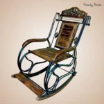 Wooden & Iron Rocking Chair Carved Design