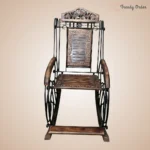 Wooden & Iron Rocking Chair Carved Design