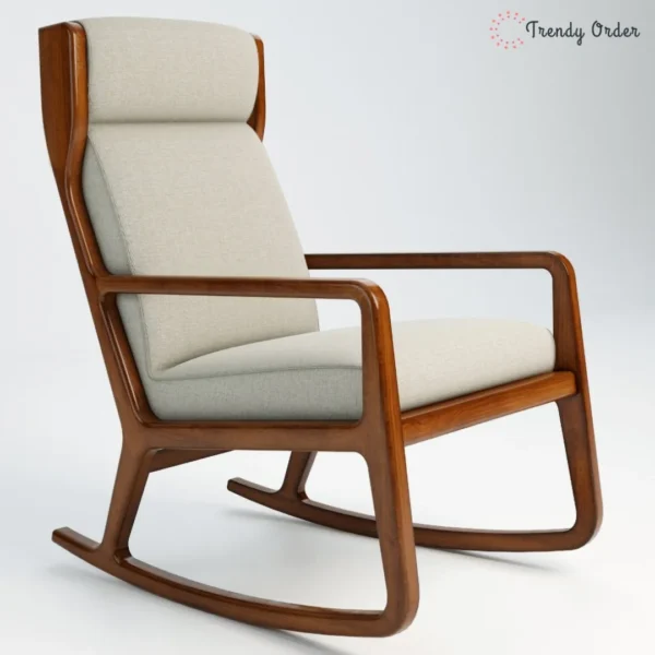 Modern Wooden Rocking Chair Cushioned Comfort Contemporary Design