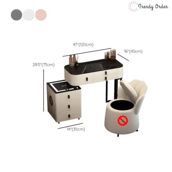 Modern LED Vanity Set with Storage Cabinet and Shell Chair Modern LED Vanity Set with Storage Cabinet and Shell Chair