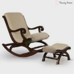 Luxurious Wooden Rocking Chair with Footrest Ottoman