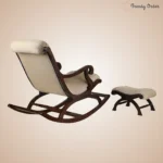 Luxurious Wooden Rocking Chair with Footrest Ottoman