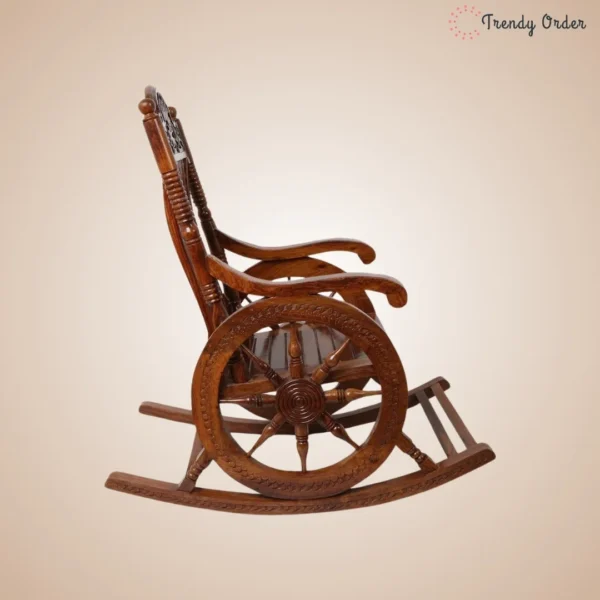 Traditional Indian Rocking Chair Handcrafted Chakra Design Traditional Indian Rocking Chair Handcrafted Chakra Design