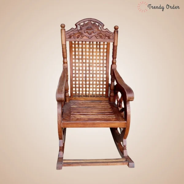 Traditional Indian Rocking Chair Handcrafted Chakra Design Traditional Indian Rocking Chair Handcrafted Chakra Design