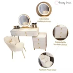 Tasarla Modern Vanity Set with LED Mirror and Gold Accents