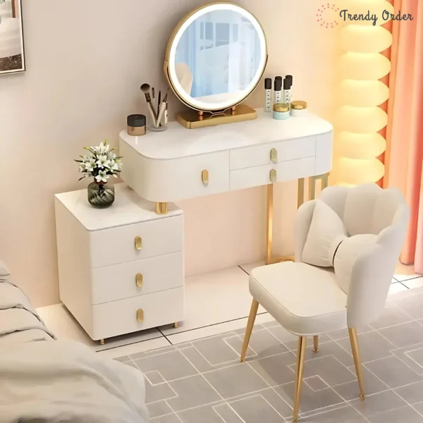 Tasarla Modern Vanity Set with LED Mirror and Gold Accents