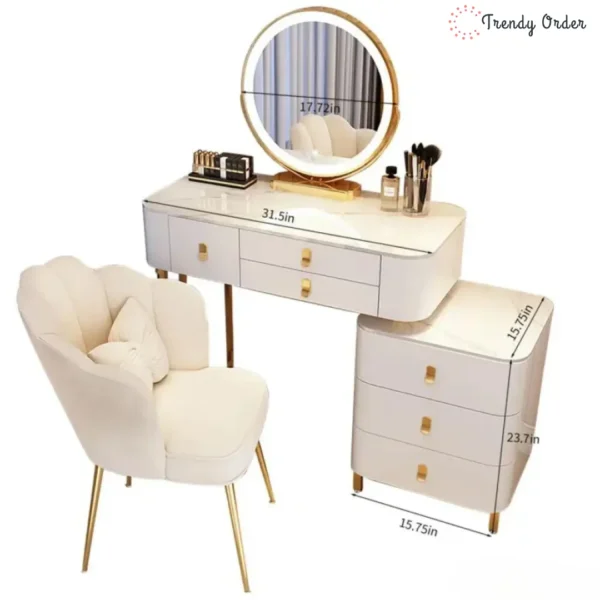 Tasarla Modern Vanity Set with LED Mirror and Gold Accents Tasarla Modern Vanity Set with LED Mirror and Gold Accents