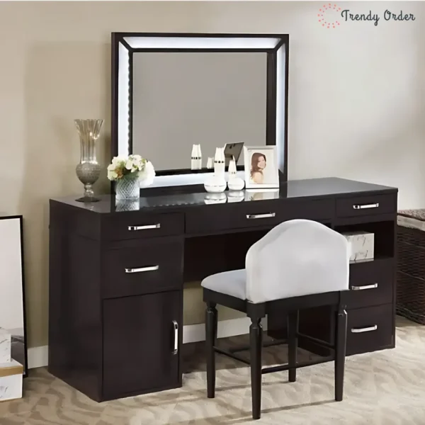 Ramsley Modern Vanity Set with LED Mirror and Storage Space