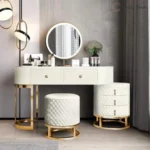 Luxury Quilted Wooden Vanity Set 5-Drawer Makeup Desk