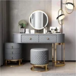 Luxury Quilted Wooden Vanity Set 5-Drawer Makeup Desk