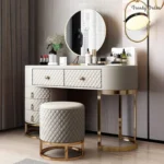 Luxury Quilted Wooden Vanity Set 5-Drawer Makeup Desk