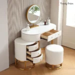 Luxury Quilted Wooden Vanity Set 5-Drawer Makeup Desk