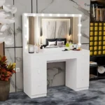 White Vanity Table Set 7-Drawer Makeup Desk