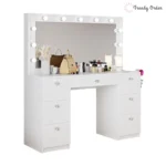 White Vanity Table Set 7-Drawer Makeup Desk