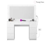 White Vanity Table Set 7-Drawer Makeup Desk