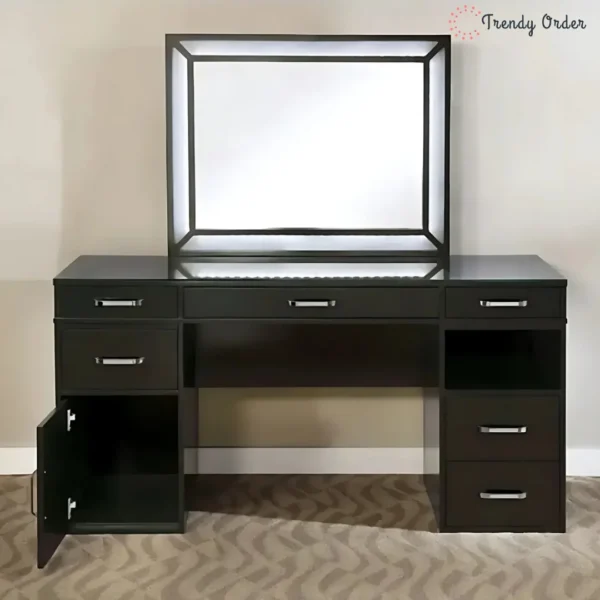 Ramsley Modern Vanity Set with LED Mirror and Storage Space Ramsley Modern Vanity Set with LED Mirror and Storage Space