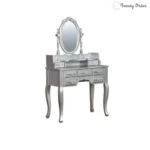 Elegant Wooden Dressing Table Set with Mirror and Stool