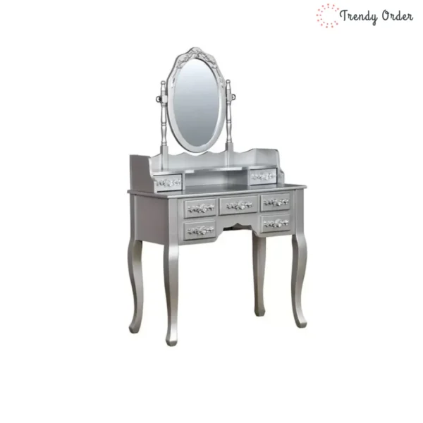 Elegant Wooden Dressing Table Set with Mirror and Stool