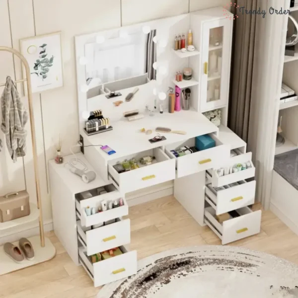 Sanad Modern Vanity with LED Lights and Charging Station Sanad Modern Vanity with LED Lights and Charging Station