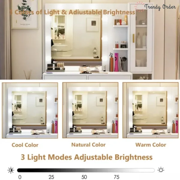 Sanad Modern Vanity with LED Lights and Charging Station Sanad Modern Vanity with LED Lights and Charging Station