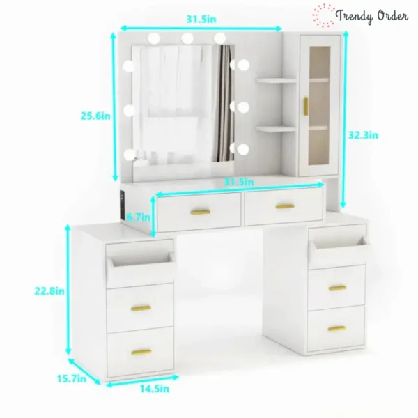Sanad Modern Vanity with LED Lights and Charging Station Sanad Modern Vanity with LED Lights and Charging Station