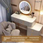 Sedanur Illuminated Vanity Set with Chair and Storage Cabinet