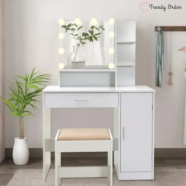 Dasher Vanity Set with Illuminated Mirror and Ample Storage