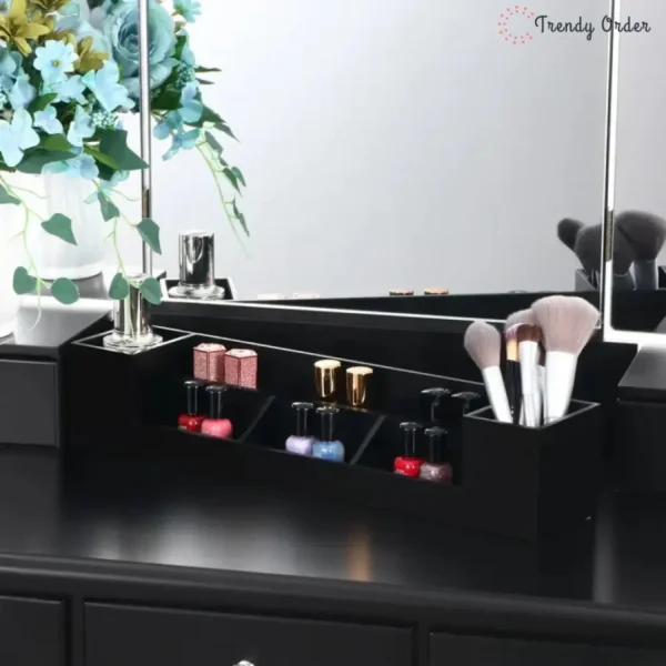 Hayword Illuminated Vanity Set with Tri-Fold Mirror and Storage