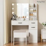 Elainy Illuminated Vanity Set with Multi-Storage and Outlet