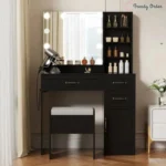 Elainy Illuminated Vanity Set with Multi-Storage and Outlet