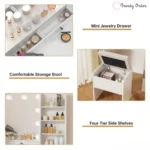 Elainy Illuminated Vanity Set with Multi-Storage and Outlet