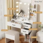 Elainy Illuminated Vanity Set with Multi-Storage and Outlet