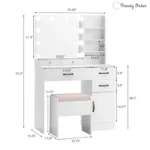 Elainy Illuminated Vanity Set with Multi-Storage and Outlet