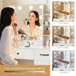 Elainy Illuminated Vanity Set with Multi-Storage and Outlet