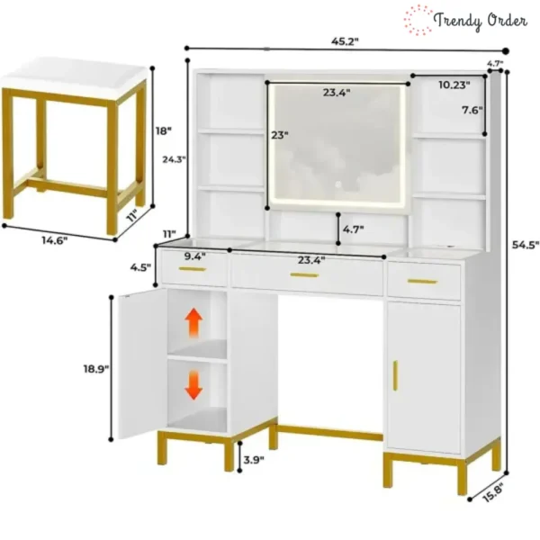 Morehart Glass-Top Vanity with LED Mirror and Charging Station Morehart Glass-Top Vanity with LED Mirror and Charging Station