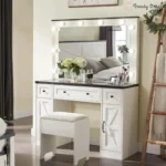 Scott Wooden Vanity Set with Illuminated Mirror and Storage