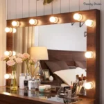 Scott Wooden Vanity Set with Illuminated Mirror and Storage