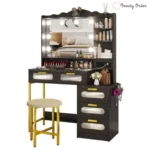 Braison Modern Vanity Set with LED Mirror and Storage Drawers