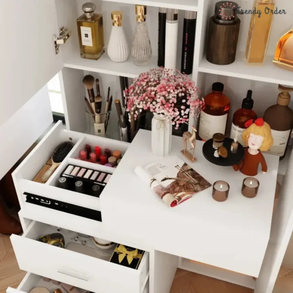 Kenia Modern Vanity with LED Mirror and Hidden Storage Kenia Modern Vanity with LED Mirror and Hidden Storage