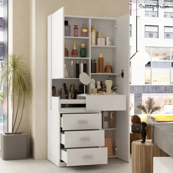 Kenia Modern Vanity with LED Mirror and Hidden Storage Kenia Modern Vanity with LED Mirror and Hidden Storage