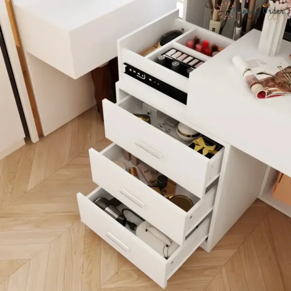 Kenia Modern Vanity with LED Mirror and Hidden Storage Kenia Modern Vanity with LED Mirror and Hidden Storage