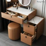 Contemporary Stone Vanity Set with LED Mirror and Storage