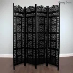 Antique Carved Room Divider with Floral Jali Design