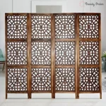 Mughal Carved Room Divider with Ornate Jali Pattern Design