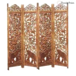 Royal Carved Room Partition with Elephant & Vine Pattern