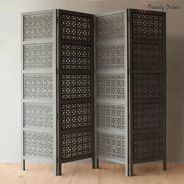 Geometric Lattice Room Divider with Diamond Pattern Design